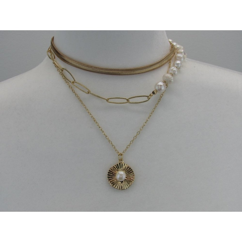 EXPRESS LAYERED PEARL CHAIN NECKLACE